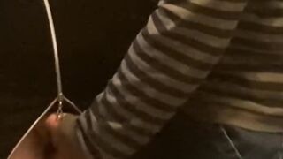 Fingering A Slut's Bald Cunt in Public