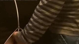 Fingering A Slut's Bald Cunt in Public