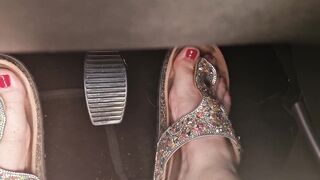 Heavy Traffic Pedal Pumping in Boho Slides: Low-cut Ethnic Dress POV