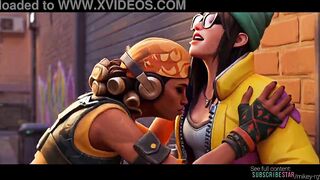 Lesbian AI grok Imagine clip from videogame valorant by riot games, Killjoy and Raze