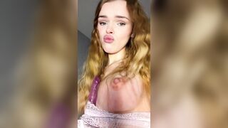teen shemale sweet herself with a toy