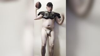 Maolo in Shoulder Pads like a Quarter Back Jerking!