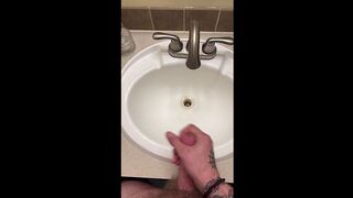 Long Haired Tattooed Emo Male Craves you to Watch Him Cum In The Public Hotel Bathroom