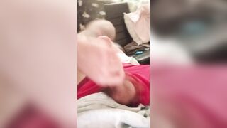 Hot naughty stud with massive dong up close and squirts