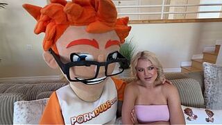 PornDudeCasting Annaleigh Reno golden-haired big tits POV oral sex handjob doggy style and riding fun