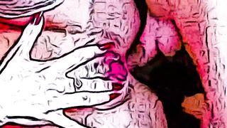 Porn-Art n.3 - Pop Art Orgy at home (AI-generated)