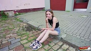 GERMAN SCOUT - Skinny petite Titties Teen Maya Sinn Pick Up for no Jo-bag Casting Bang