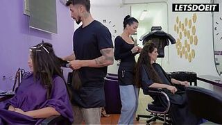 I Deepthroat Him Bent Over a Salon Chair, Gagging Hard