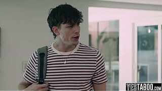 Big bazookas petite MILF housewife gets shared and railed by hubby and his step nephew