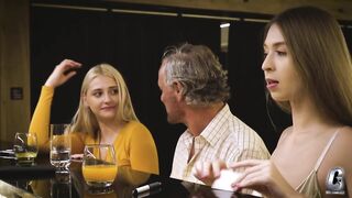 Hotel Bar Double Team-two Hot Women For One Fortunate Silver Fox - Exclusively at Oldje-three-some
