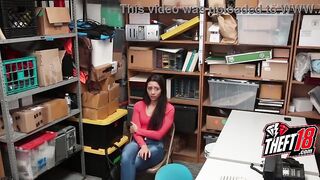 Caught shoplifter fucks security guard on the stockroom table