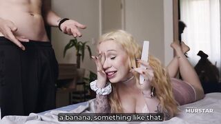 Blonde Step Mommy With Massive Tits Hands Step Son the Blue Pills Then Lets Him Use Her Mouth and Constricted Snatch