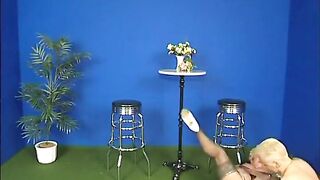 Excited granny gets doggystyle at the casting
