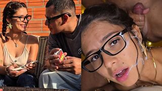 My best friend gives me a blowjob-job in the public park and then we've hardcore sex at my house and I fill her face with a big load of cum
