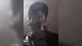 Smokin' and Gooning Oregonleatherboy Sporting WW2 Leather Bomber and Baseball Hat