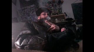 Oregonleatherboy Gooning Gone Wild Wearing WW2 Leather Bomber Jacket Smokin'