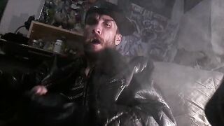 Oregonleatherboy Gooning Gone Wild Wearing WW2 Leather Bomber Jacket Smokin'
