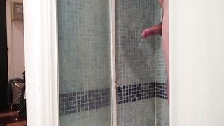My body under the shower (10) with one testicle