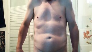 My body underneath the shower (19) with one testicle