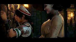 Lesbian AI grok Imagine clip, Videogame crossover mom dominates lady D and Talim