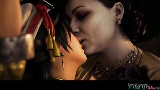 Lesbian AI grok Imagine clip, Videogame crossover mom dominates lady D and Talim