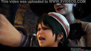 Lesbian AI grok Imagine clip, Videogame crossover mom dominates lady D and Talim