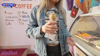 Cumming hard in public place - Remote control sex toy made my panties wet
