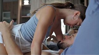 The tutor cum into the student's mouth during the time that this honey was doing her homework
