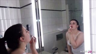 German BBW Stepsister Tempted to Screw in Bathroom by Bro