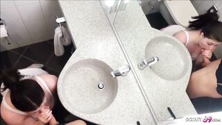German BBW Stepsister Tempted to Screw in Bathroom by Bro