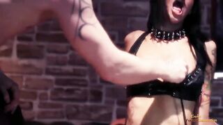 threesome Action Enjoying a Fiery Woman in Naughty Leather