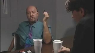 S&M straight couple suck bang in dungeon then guy cums on wench's cunt