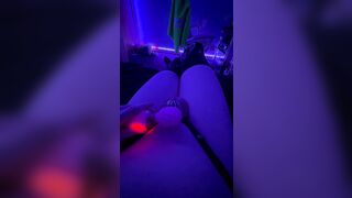 Transsexual gwen trying her new wand during the time that caged