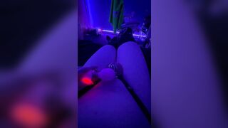 Transsexual gwen trying her new wand during the time that caged