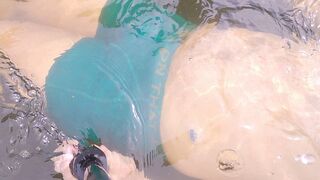 Swimming in underwear and jerking under water