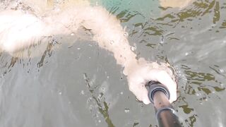 Swimming in underwear and jerking under water