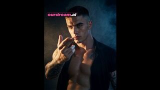 Tattooed Boy in Open Shirt Beckons YOU Closer
