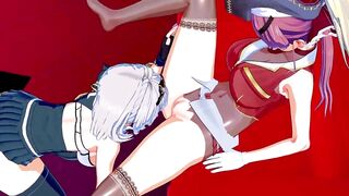 Hololive - Houshou Marine X Shirogane Noel Yuri 3D Hentai