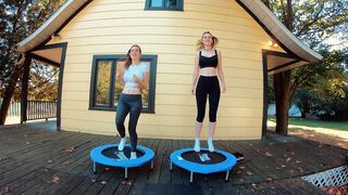 Piper Blush and Charlotte Blush on Trampoline, NO BRA