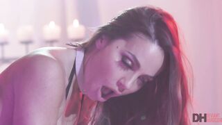 Hot dominatrix Abigail Mac spanks and dominates busty Gabbie Carter