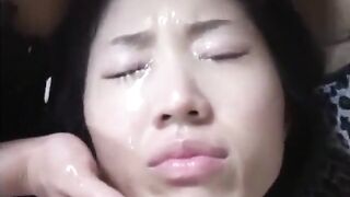 2 asian girls lick and spit on her face