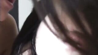 2 asian girls lick and spit on her face