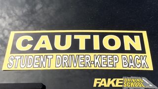 Fake Driving School busty black girl fails her test with lesbian examiner