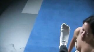 Asian girl cleans socks