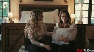 Big cock guy enjoyed two hot lesbians and fucked their tight pussies hard (Lena Paul)