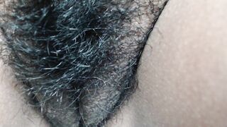 hairy Mexican shows pussy up close
