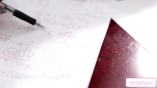 Latina coed fingered by busty teacher and squirts over tests