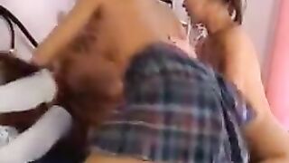 3 teens on the bed