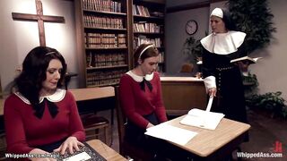 Lezdom nun whips sexy students