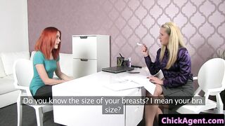 Redhead les orally pleasuring casting agent